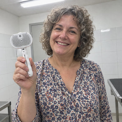 אישה מחזיקה את מברשת הערפל